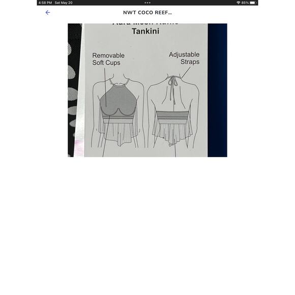 Coco Reef Allure Mesh Underwire Tankini swim top 34DD Endless Summer Palm NWT - Picture 8 of 9